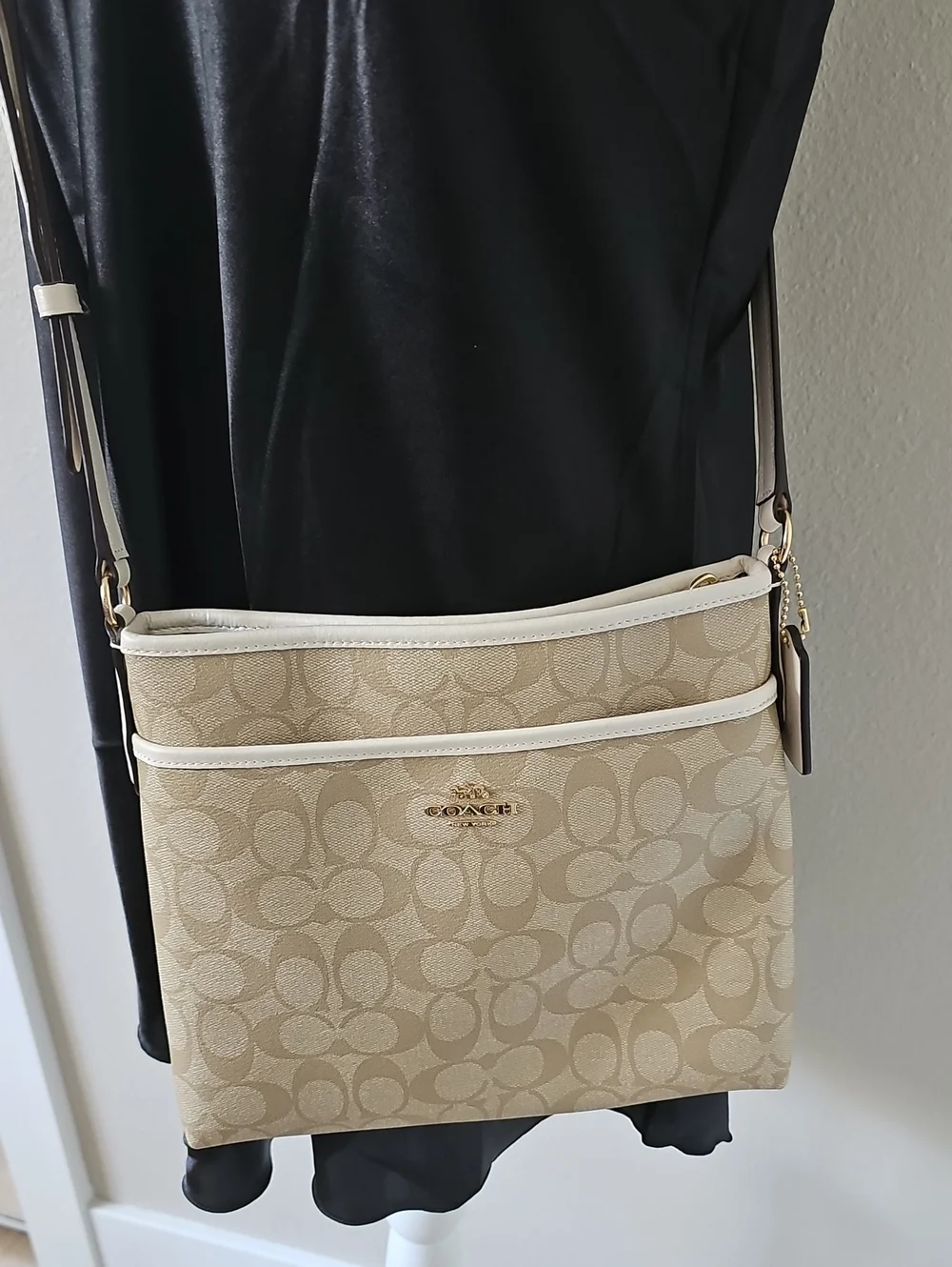 NWOT Coach Beige and Cream Signature Crossbody Bag